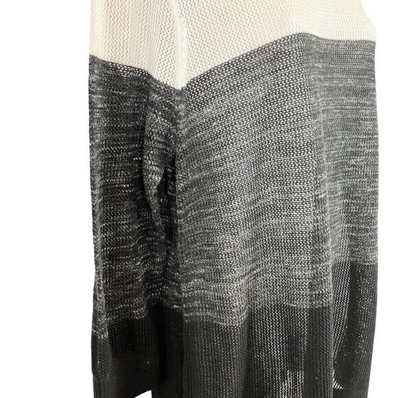 T by Talbots Womens White Black Loose Knit Long Sleeve Cotton Blend Sweater sz L - Picture 3 of 16